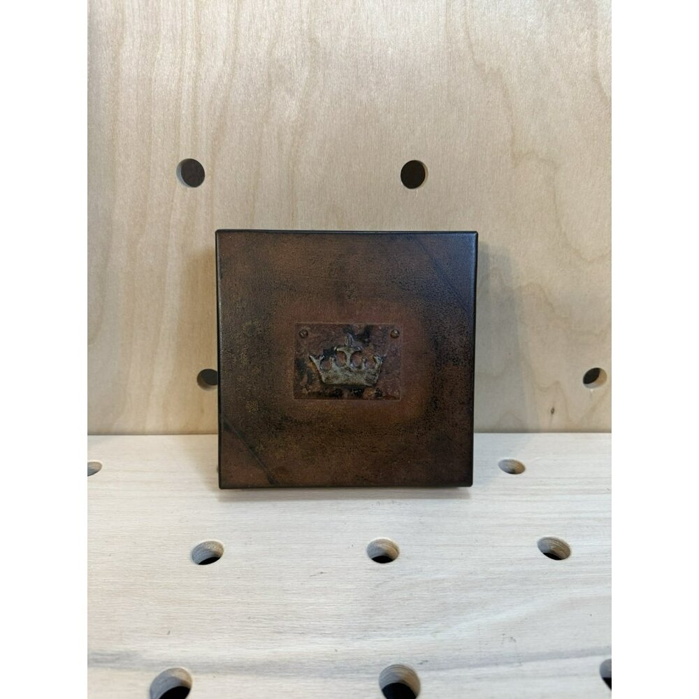 RARE Jan Barboglio Cast Iron Crested Crown 6.5” Square Box Retired Brutalist - Picture 15 of 16